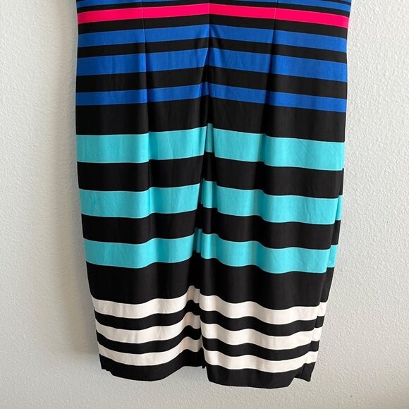 Cache Sleeveless Lined Jersey Knit Pencil Sheath‎ Dress Colorblock Stripe Sleeve - Picture 8 of 10